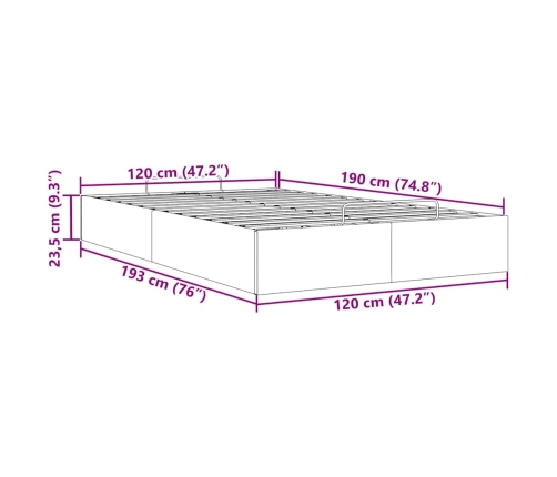 Estructura de cama otomana sin colchón marrón oscuro 120x190cm