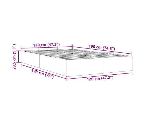 Estructura de cama otomana sin colchón tela topo 120x190 cm