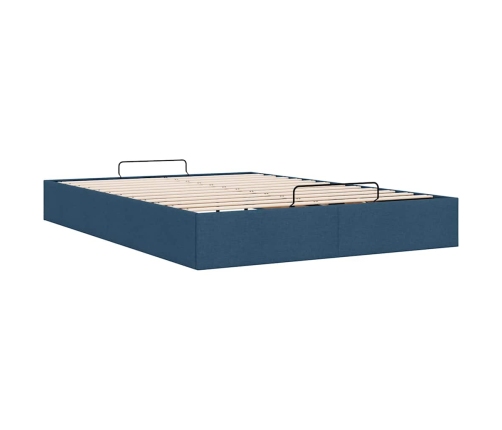 Estructura de cama otomana sin colchón tela azul 140x190cm