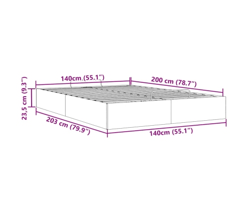 Estructura cama otomana sin colchón marrón oscuro 140x200cm