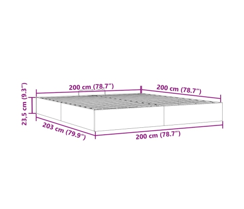 Estructura de cama otomana sin colchón gris oscuro 200x200 cm