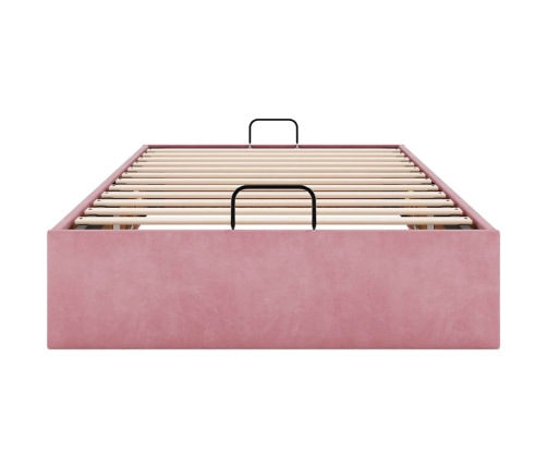 Estructura de cama otomana sin colchón terciopelo rosa 90x190cm