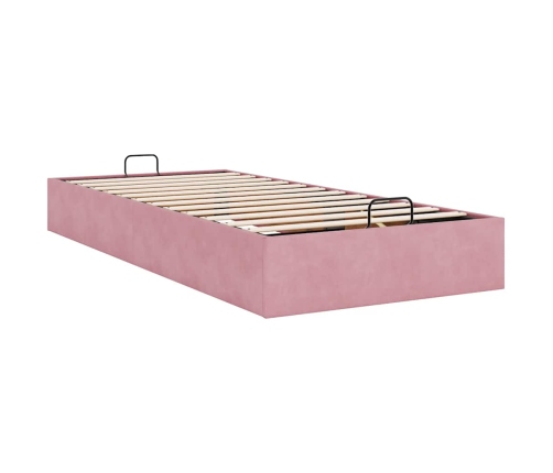 Estructura de cama otomana sin colchón terciopelo rosa 90x190cm