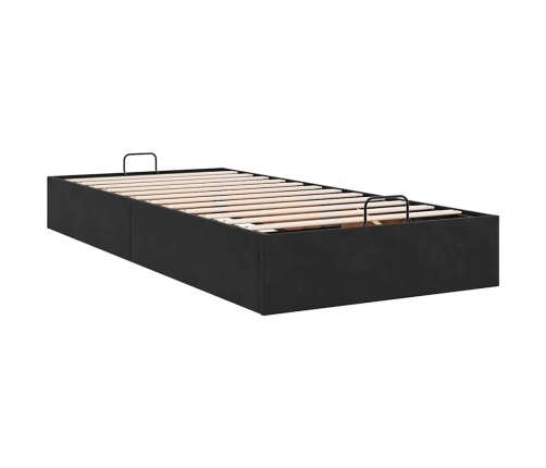 Estructura cama otomana sin colchón terciopelo negro 100x200 cm