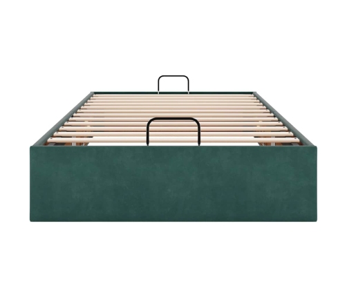 Estructura de cama otomana sin colchón terciopelo verde oscuro