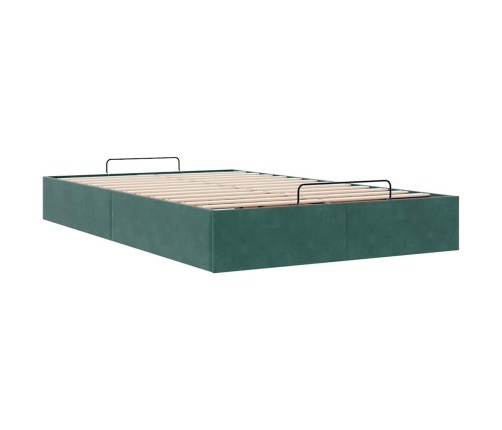 Estructura de cama otomana sin colchón terciopelo verde oscuro