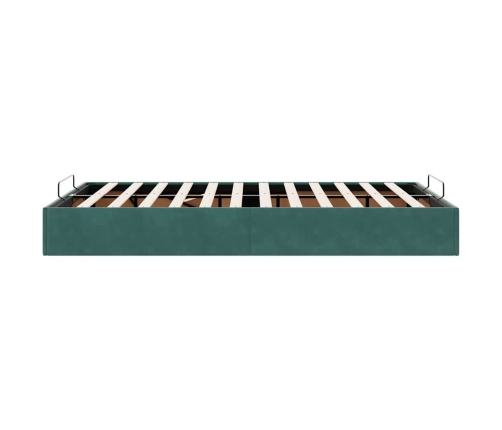 Estructura de cama otomana sin colchón terciopelo verde oscuro