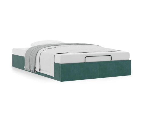 Estructura de cama otomana sin colchón terciopelo verde oscuro