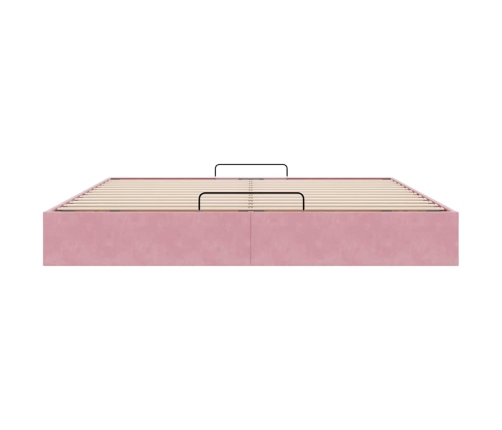 Estructura cama otomana sin colchón terciopelo rosa 160x200 cm