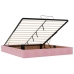 Estructura cama otomana sin colchón terciopelo rosa 160x200 cm
