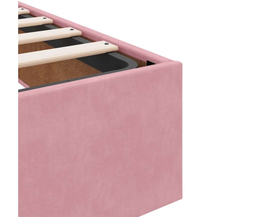 Estructura cama otomana sin colchón terciopelo rosa 160x200 cm