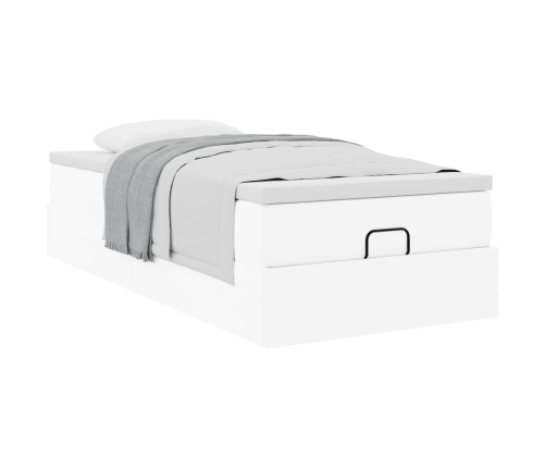 Estructura cama otomana colchón cuero sintético blanco