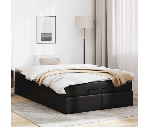 Estructura cama otomana colchón cuero sintético negro 120x190cm