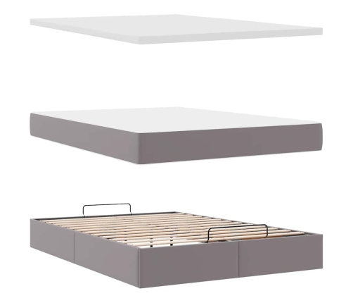 Estructura cama otomana colchón gris 140x190cm cuero sintético