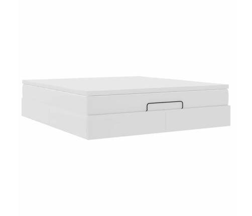 Estructura cama otomana colchón cuero sintético blanco