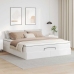 Estructura cama otomana colchón cuero sintético blanco
