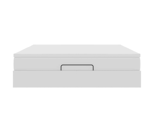 Estructura cama otomana colchón cuero sintético blanco