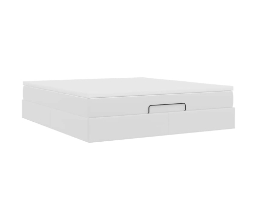 Estructura cama otomana colchón cuero sintético blanco