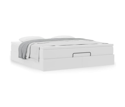 Estructura cama otomana colchón cuero sintético blanco