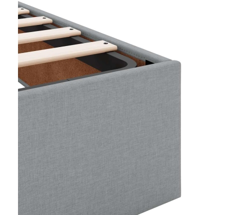 Estructura de cama otomana con colchón tela gris claro 80x200cm
