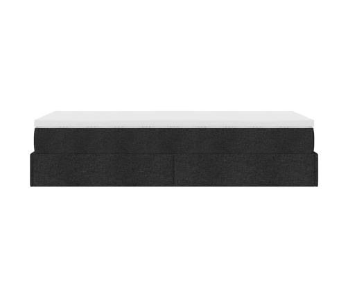 Estructura de cama otomana con colchón tela negra 80x200cm