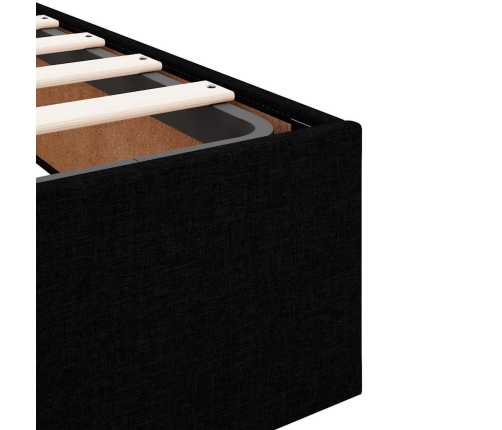 Estructura de cama otomana con colchón tela negra 80x200cm
