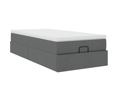 Estructura cama otomana colchón tela gris oscuro 90x190cm