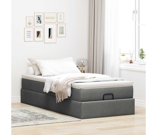 Estructura cama otomana colchón tela gris oscuro 90x190cm