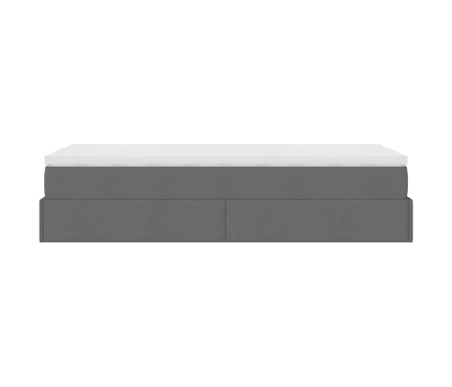 Estructura cama otomana colchón tela gris oscuro 90x190cm