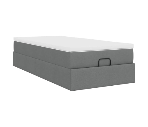 Estructura cama otomana colchón tela gris oscuro 90x190cm