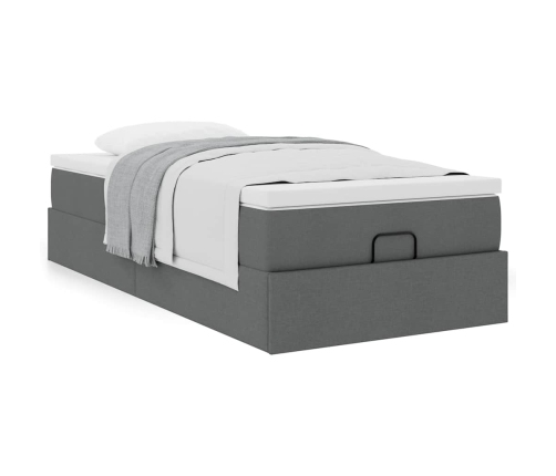 Estructura cama otomana colchón tela gris oscuro 90x190cm