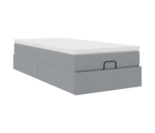 Estructura cama otomana con colchón tela gris claro 100x200cm