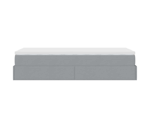 Estructura cama otomana con colchón tela gris claro 100x200cm