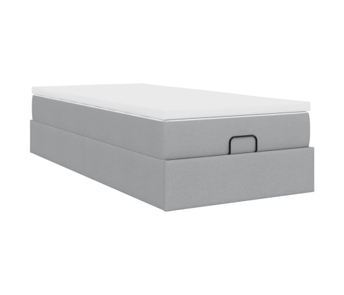 Estructura cama otomana con colchón tela gris claro 100x200cm