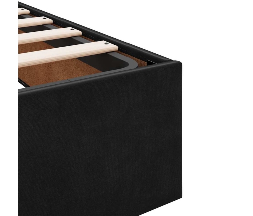 Estructura cama otomana colchón terciopelo negro 90x200 cm