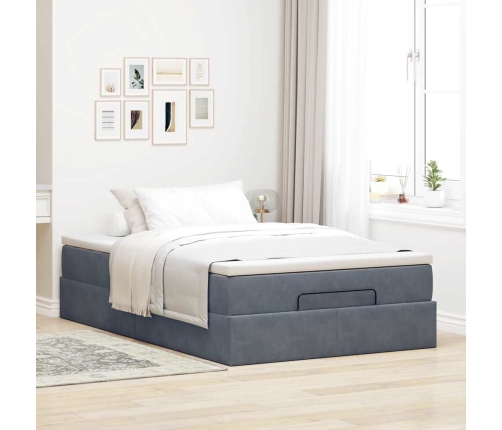 Cama otomana con colchón 120x190 cm terciopelo gris oscuro