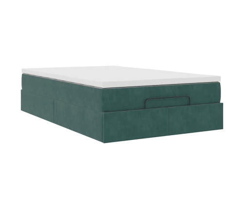 Cama otomana con colchón 120x190 cm terciopelo verde oscuro