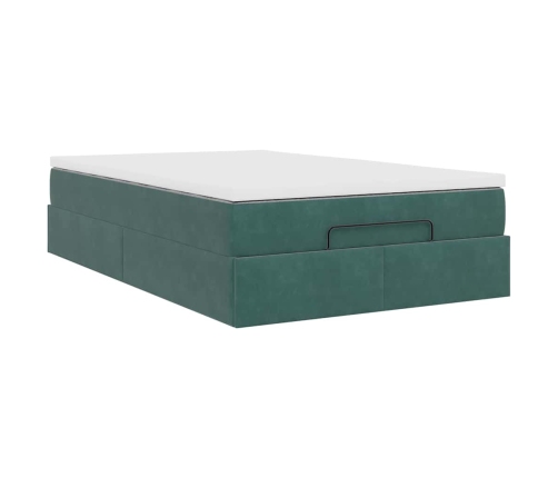 Cama otomana con colchón 120x190 cm terciopelo verde oscuro