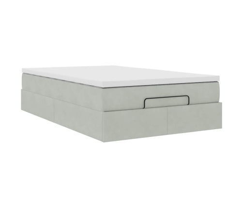 Estructura cama otomana colchón terciopelo gris claro 120x200cm