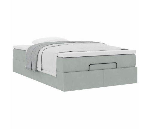 Estructura cama otomana colchón terciopelo gris claro 120x200cm
