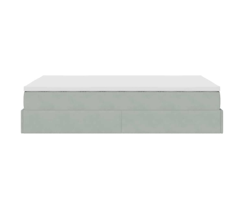Estructura cama otomana colchón terciopelo gris claro 120x200cm
