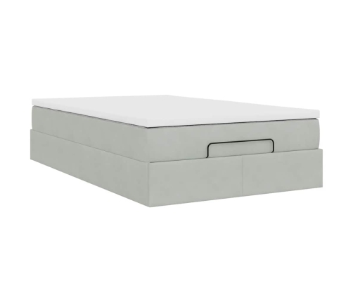 Estructura cama otomana colchón terciopelo gris claro 120x200cm
