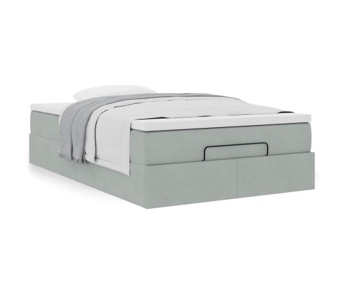 Estructura cama otomana colchón terciopelo gris claro 120x200cm