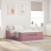 Estructura cama otomana con colchón terciopelo rosa 140x190 cm