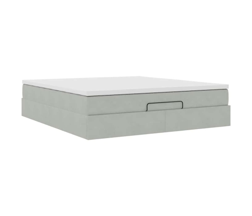 Estructura de cama otomana con colchón gris claro 160x200cm