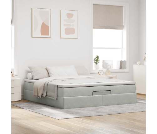 Estructura de cama otomana con colchón gris claro 160x200cm