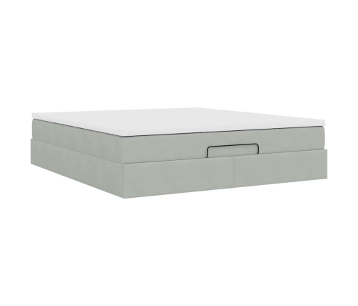 Estructura de cama otomana con colchón gris claro 160x200cm
