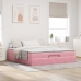 Estructura cama otomana con colchón terciopelo rosa 160x200 cm