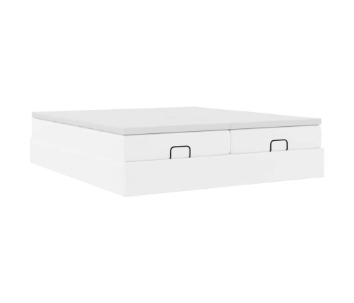 Estructura de cama otomana con colchones cuero sintético blanco