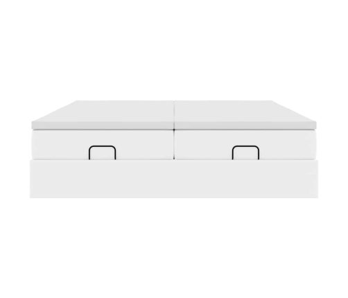 Estructura de cama otomana con colchones cuero sintético blanco